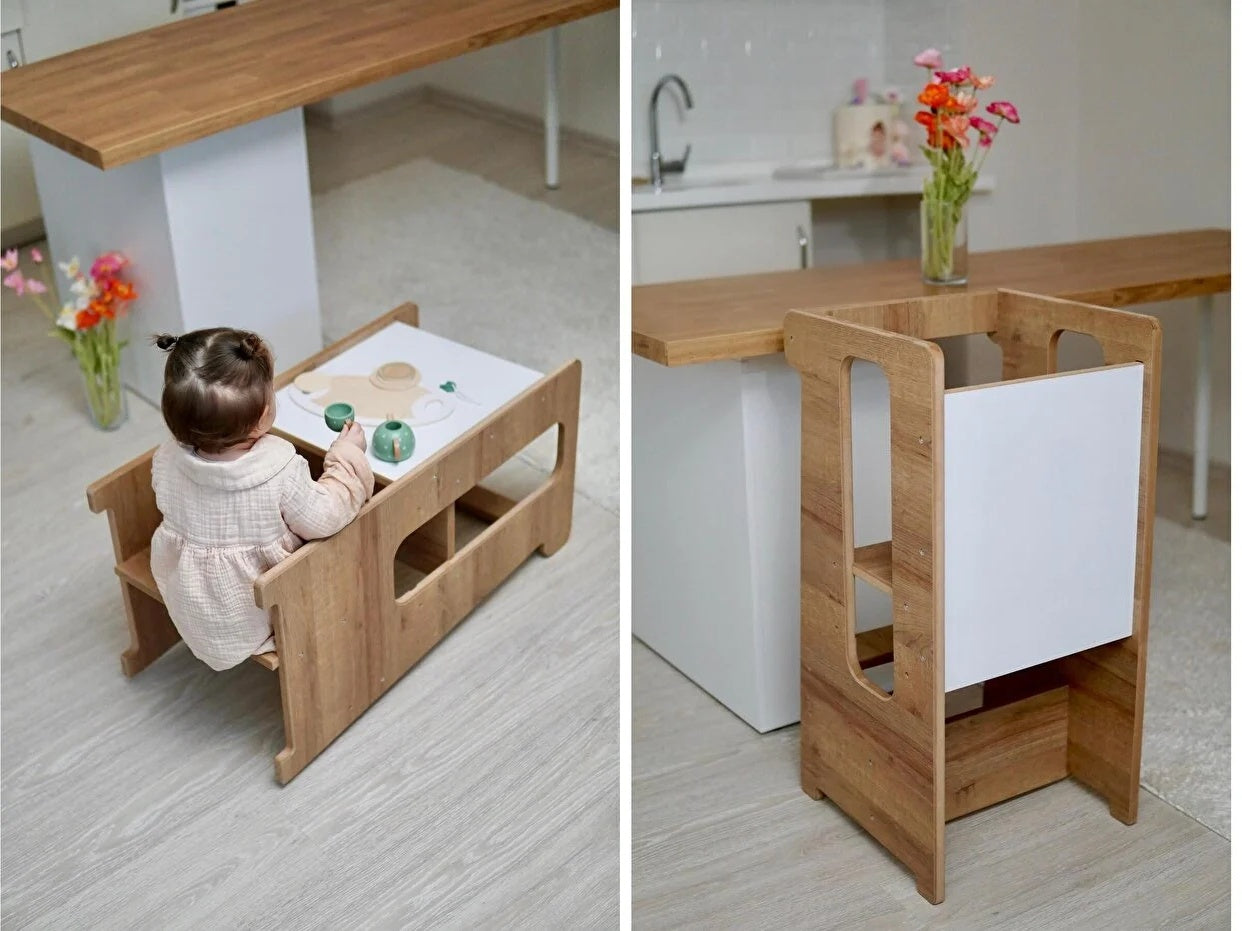 Multifunctionele Montessori Leertoren 2-in-1