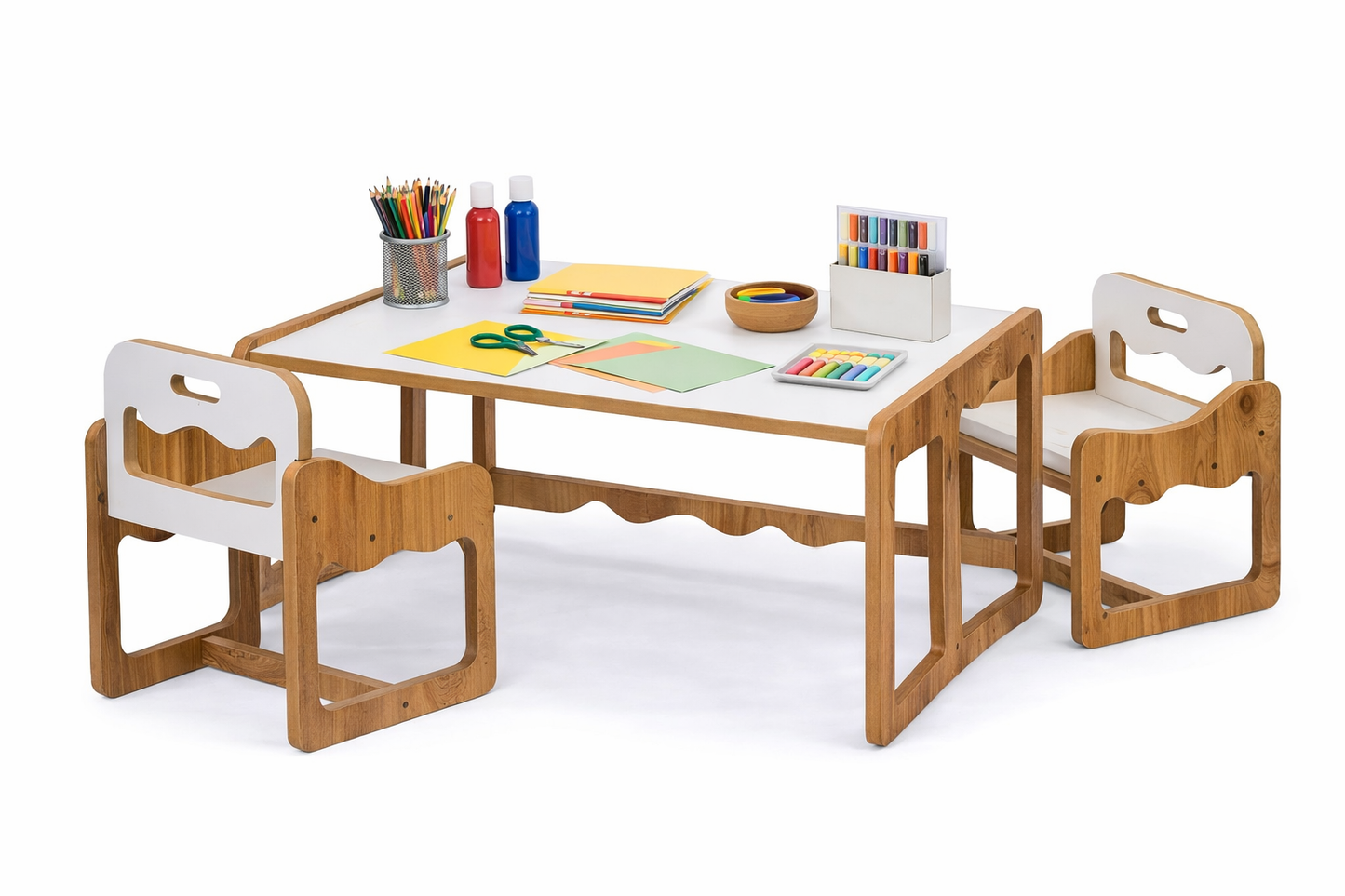 Houten Kindertafel met 2 Stoelen Zonder Opberglades