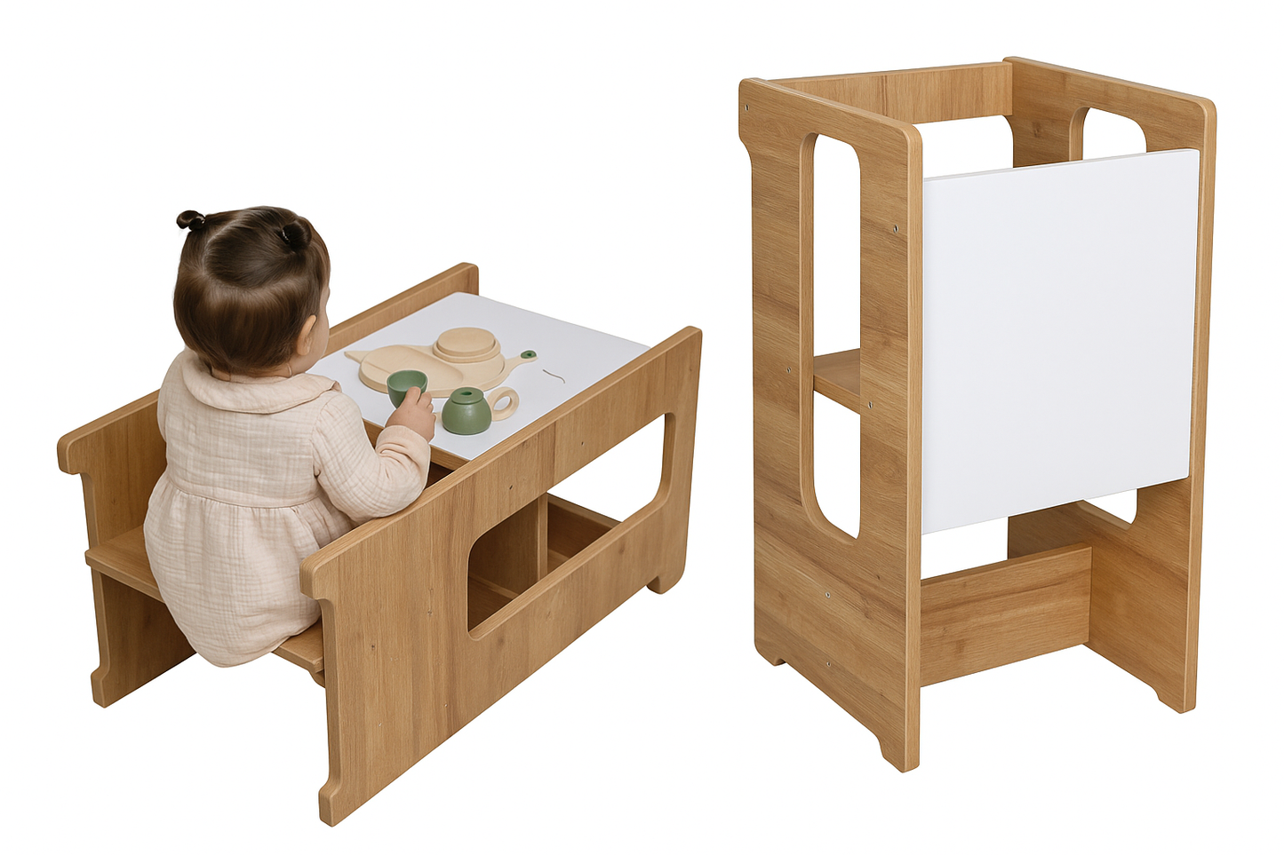 Multifunctionele Montessori Leertoren 2-in-1