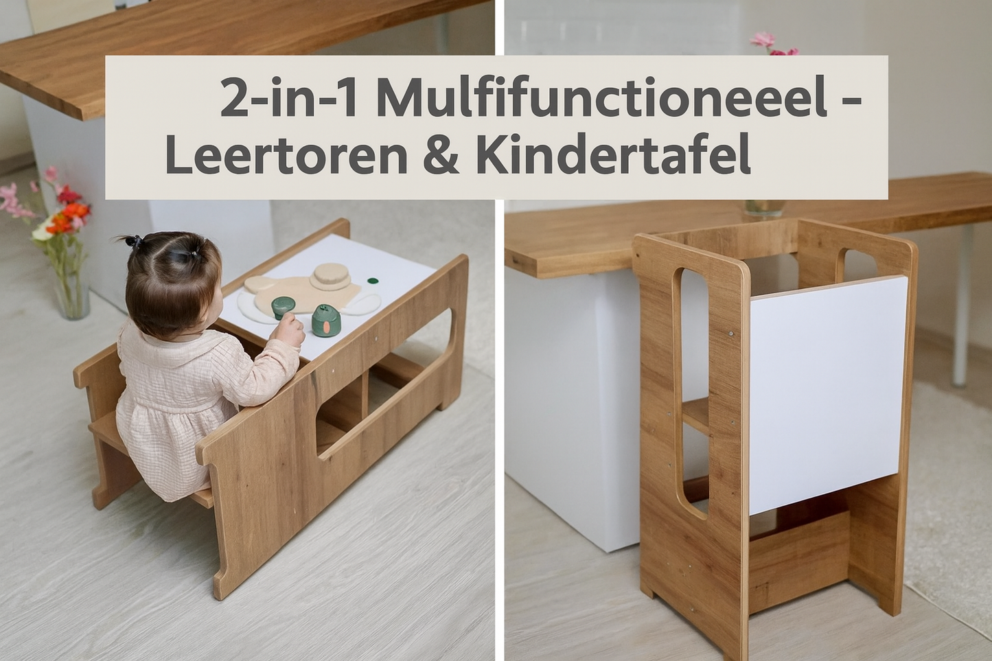 Multifunctionele Montessori Leertoren 2-in-1
