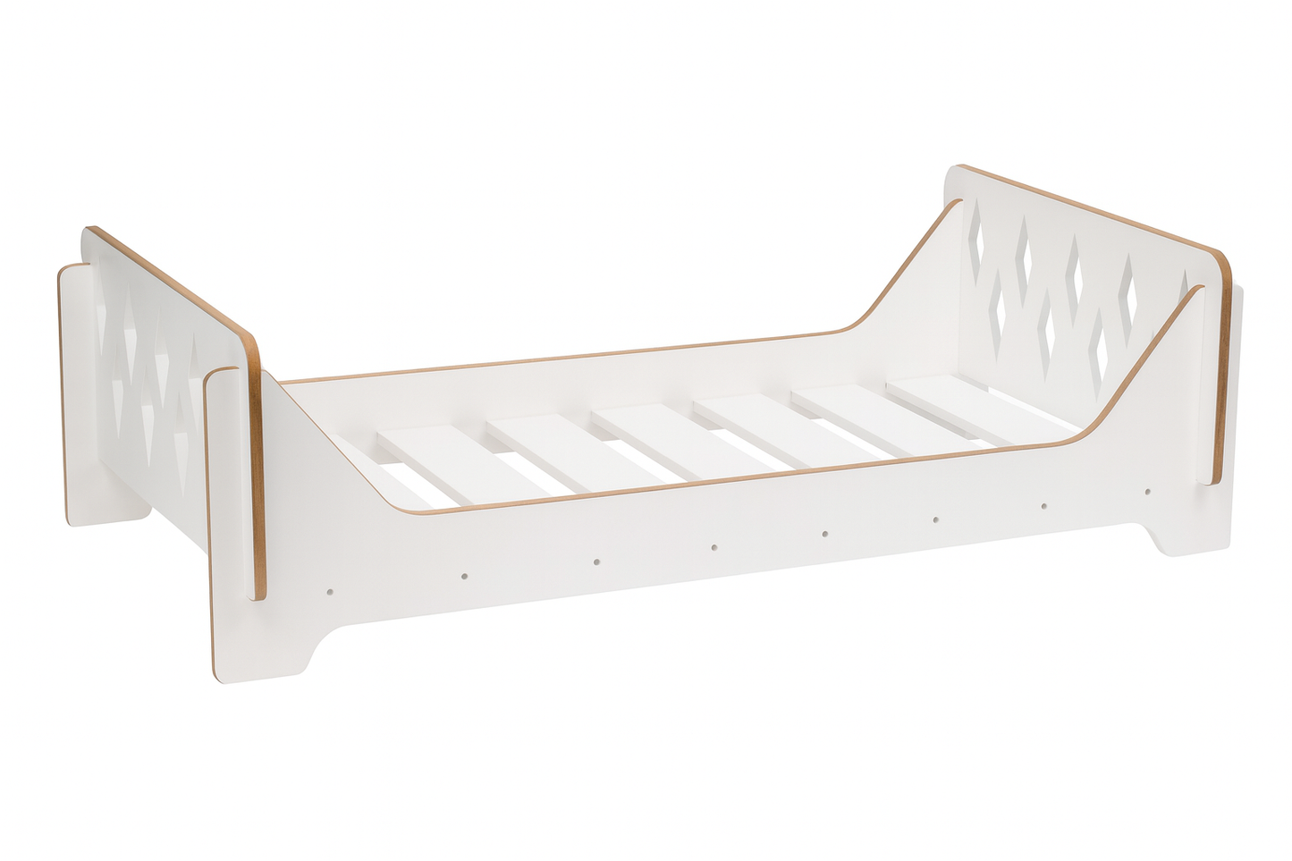 Houten Kinderbed 140×70 cm – Ruit Design (Wit)
