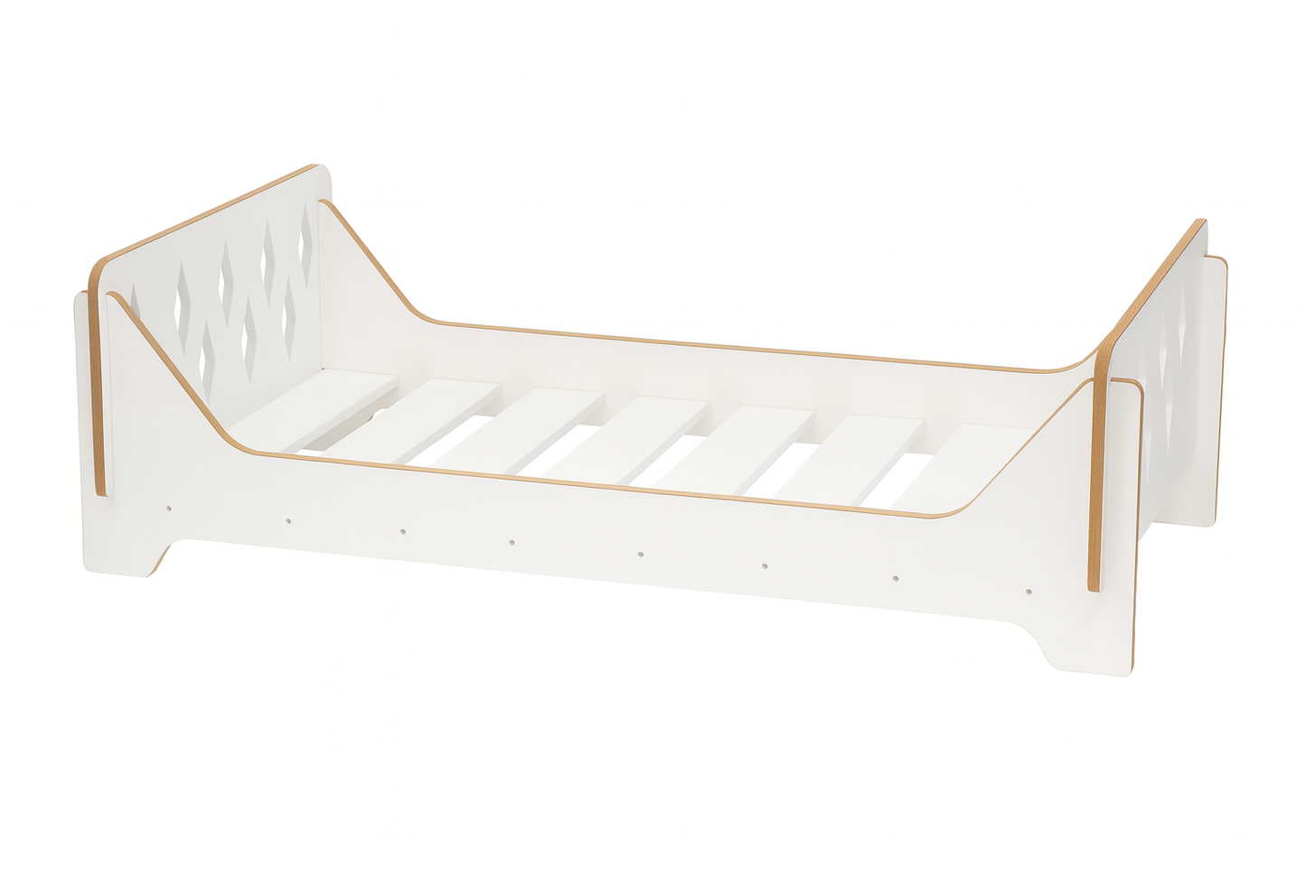 Houten Kinderbed 140×70 cm – Ruit Design (Wit)