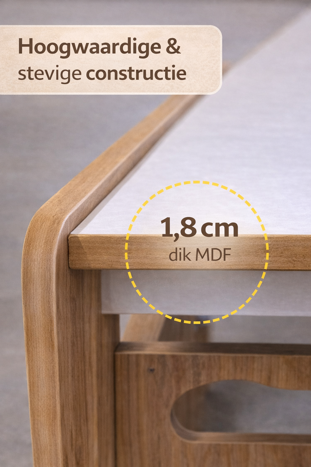 Houten Kinderbureau met Stoel en 3 Witte Lades