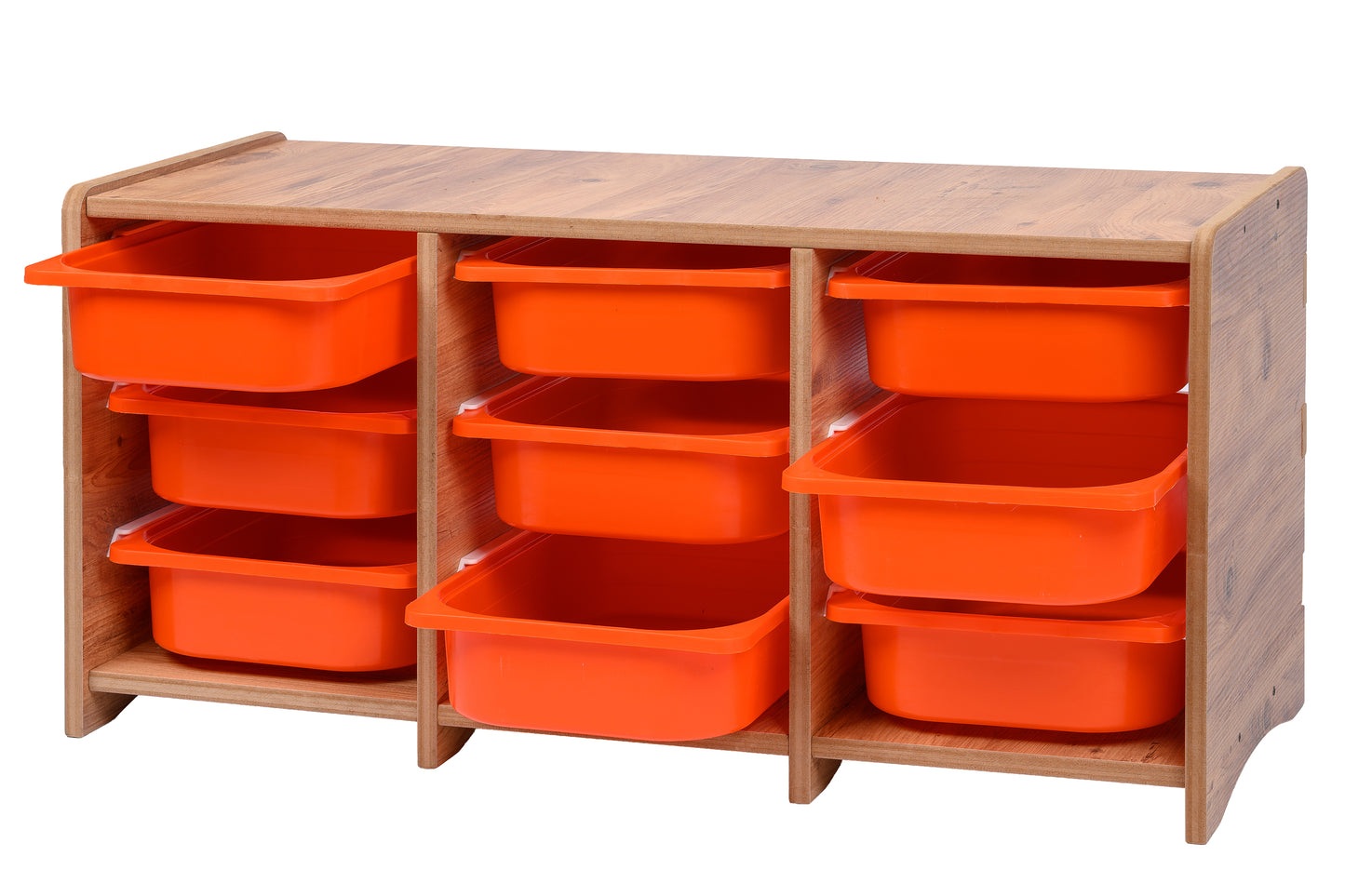 Kinder Opbergkast met 9 Oranje Bakken
