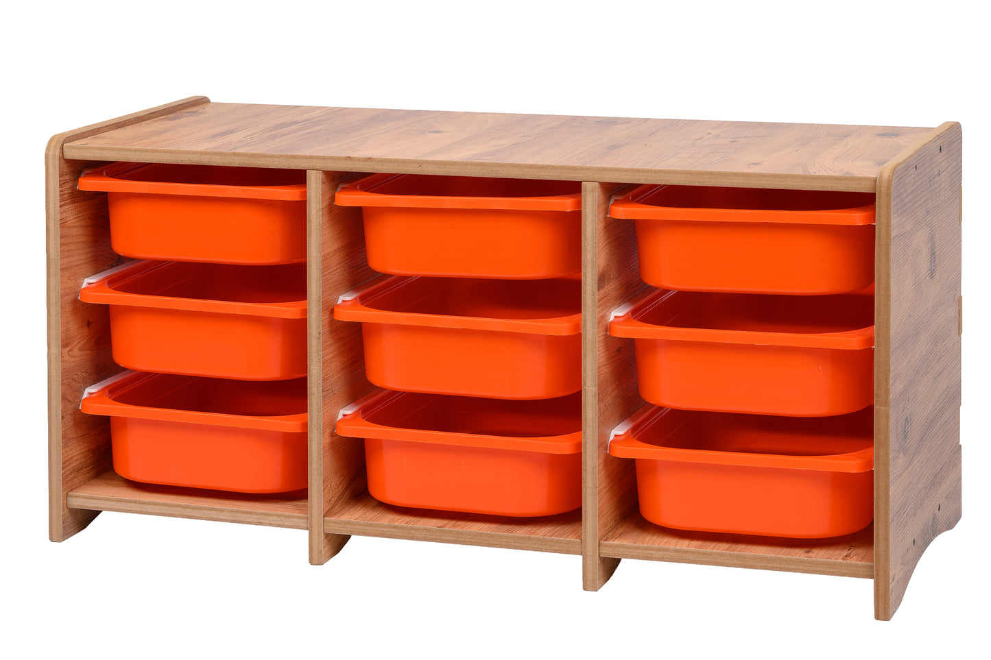 Kinder Opbergkast met 9 Oranje Bakken