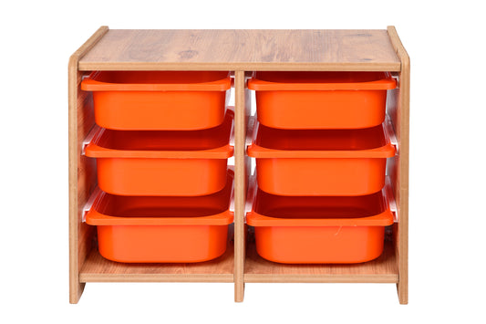 Kinder Opbergkast met 6 Oranje Bakken