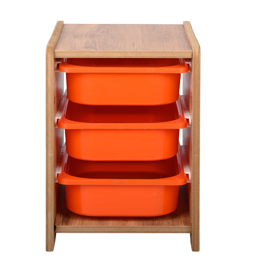 Kinder Opbergkast met 3 Oranje Bakken