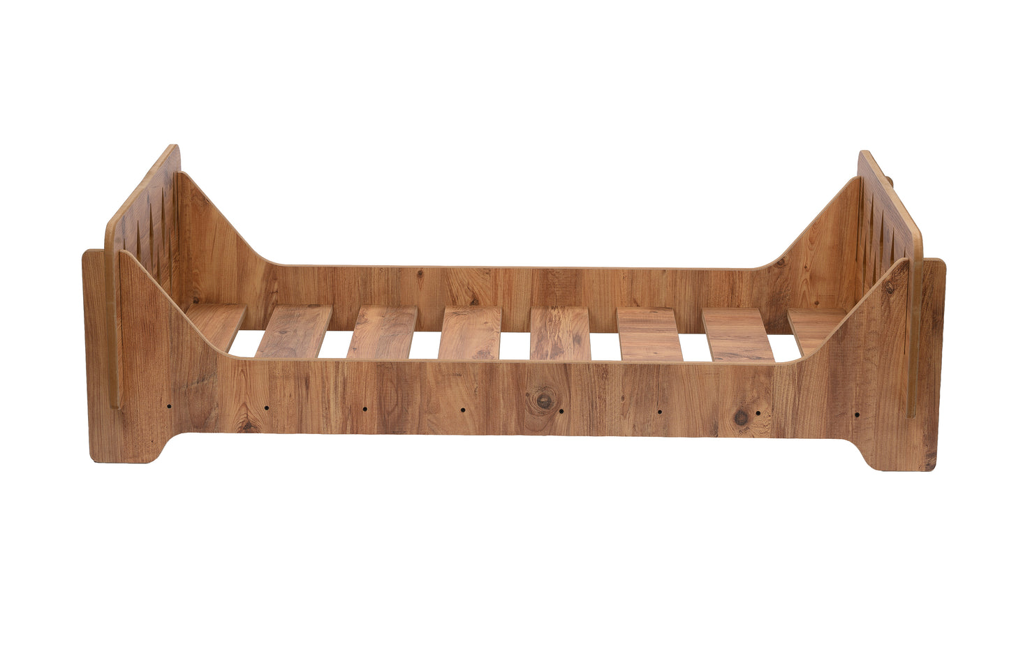 Houten Kinderbed 140×70 cm – Ruit Design (Walnoot)